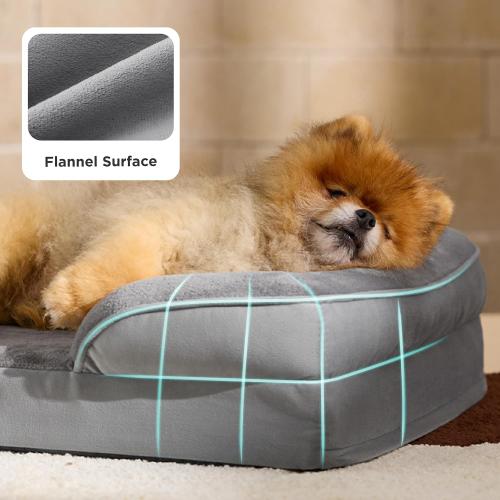 Bedsure Orthopedic Dog Beds for Small Dogs - Washable Small Dog Cat Bed Waterproof, Comfort Pet Couch Sofa with Washable Removable Cover, Pets Bed with Nonskid Bottom, Grey,
