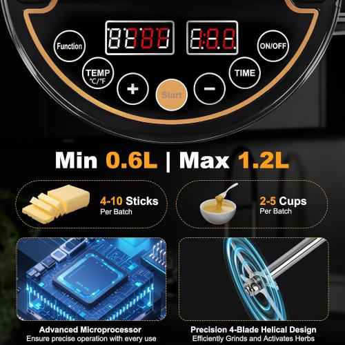 2 IN 1 Weed Decarboxylator and Infuser, Herbal Infuser, Adjustable Temperature（32-250°F）304 Stainless Steel, Tincture Machine, Butter Machine Include Recipes