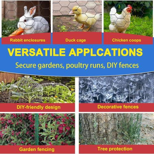 Black 19GA Chicken Wire 24inx150ft, Chicken Wire Fencing, Garden Fence, Metal Poultry Wire Netting, Galvanized PVC Coated Mesh for Animal/Rabbit/Floral/Chicken Coop/DIY Projects.