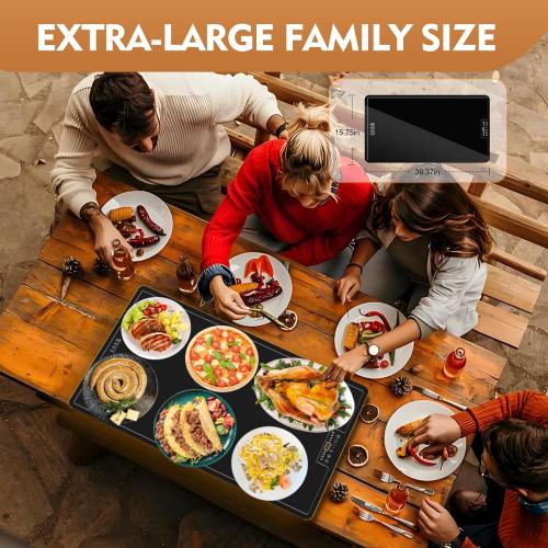 Size 32x18  Large Electric Warming Tray(32x18 inch),Commercial Metal Food Warmer with Thermostat and Full Surface Heating, Food Warming Mat with 8 Temperature Modes for Parties Buffet,Catering Hot Plate
