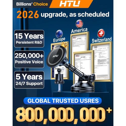 HTU 2025 Upgraded for Magsafe Car Mount [80LBS Strongest Suction & Military-Grade] Powerful Magnetic Cell Phone Holder for Car Dashboard Windshield for iPhone 17 16 15 14 Pro Max Mini,Black