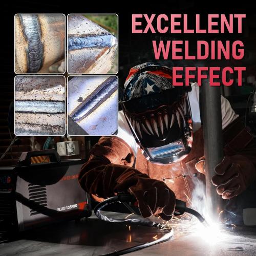 YESWELDER 135Amp Flux Core MIG Welder FLUX-135PRO,110V Flux Core MIG/Lift TIG/Stick 3-in-1 Digital Display Welding Machine & LYG-L600A Auto Darkening Blue Light Blocking Welding Helmet