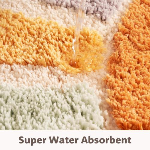 Large 37 x 20 Sunrise Boho Bathroom Rugs,Half Circle Bath Mat Cute,Sun Bath Mats,Retro Bohemian Half Round Home Bathroom Decor,Small Colorful Fun Semi Round Shower Rug Non-Slip