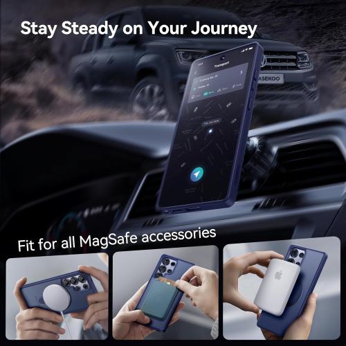 CASEKOO World's First 3-in-1 Magnetic Ring Stand for Samsung Galaxy S25 Ultra case | Patented Design, 16FT Military Drop Protection, Magsafe Compatible | Slim Matte Translucent Cover 6.9 2025, Blue