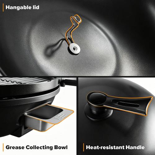 Electric Grill, Techwood 2-in-1 Portable Indoor/Outdoor Grill, 1750W Removable Stand Grill with Nonstick Plate, Electric Griddle for Camping, Patio & Backyard, Stand/Tabletop Options for Cookouts