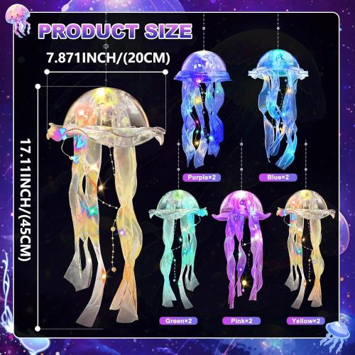 Jellyfish Decor, 10 Pcs Jellyfish Lanterns - Hanging Jelly Fish Decoration for Mermaid Theme Party & Under The Sea Party Decorations, Birthday Gift Supplies for Women Girls Baby (5 Colors)