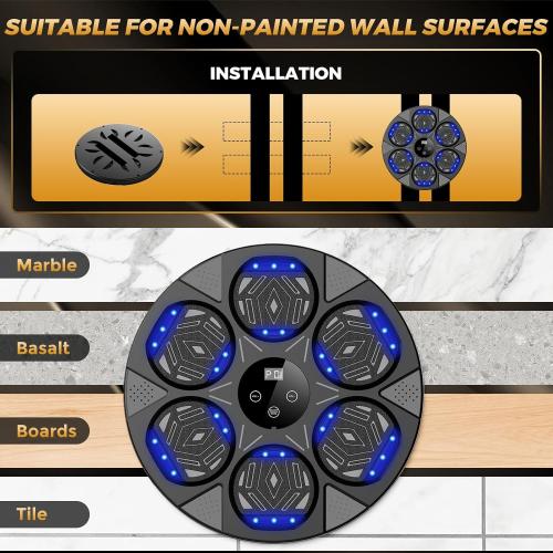 Music Boxing Machine, Boxing Wall Mount Machine for Kids Adult, Bluetooth Smart Boxing Traineing Machine with Boxing Gloves, Boxing Workout Equipment Target for Home, Office, Gym (Upgrade)