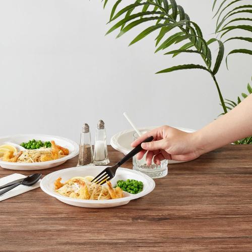 Restaurantware-RW Base 10.4 Inch Microwavable Food Plates, 150 Round Plastic Plates - 3 Compartments, Disposable, White Plastic Dinner Plates, Serve Hot And Cold Foods, For Restaurants And Cafes
