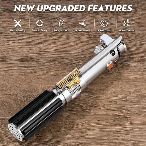 Pixel Dueling Lightsaber, Motion Control 39 Sets Sound Effects and 12 Colors Change, Smooth Swing Metal Handle Light Saber for Adults, Boys Cosplay Gifts (Pixel)