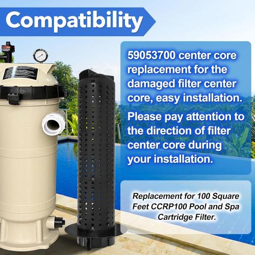 59053700 Center Core Replacement for Clean & Clear RP Filter CCRP 100sq.ft | Replacement for CCRP100 EC-160354 Spa Cartridge Filter, Consists of Center core base, Top lid and Center core part, Plastic