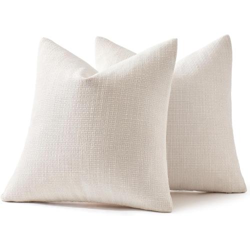 MIULEE Burlap Linen Throw Pillow Covers 18x18 Inch Set of 2 Cream White | Decorative Pillows Modern Farmhouse Pillowcases, Soft Accent Cushion Covers, Home Decor for Couch Sofa Bedroom Livingroom
