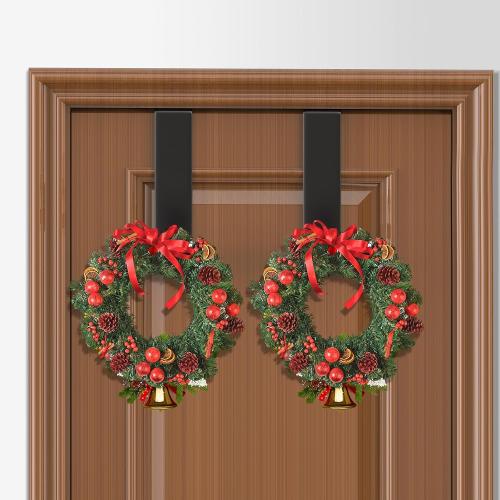 PMMASTO 2-Pack Over The Door Hooks - Rustproof Stainless Steel Door Hangers Fits for 1-3/4 Inch Thick Doors, Non-Marking and Tool-Free Easy Install​​ (Black, L Shape)