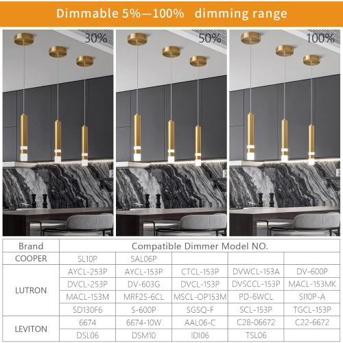 Modern Pendant Light Kitchen Fixture Dimmable LED Gold Mini Pendant Lighting fo Kitchen Island Bedroom Bedside Table Small Pendant Lights (3-Pack)