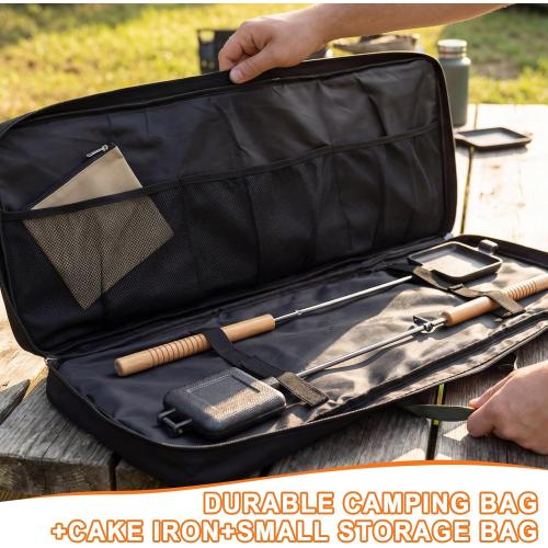 Outdoor pie irons for camping - with heat-resistant, detachable handles, includes a storage bag, easy to clean, perfect for grilling sandwiches and pies over a campfire (2-pack)