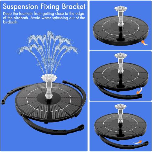3.5W Solar Fountain Pump for Water Feature Outdoor DIY Solar Bird Bath Fountain with Multiple Nozzles, Solar Powered Water Fountain for Garden, Ponds, Fish Tank and Aquarium