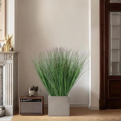 24 Bundles Artificial Grass Plants Outdoor 27.5in, Fake Tall Grass | UV Resistant, Faux Greenery Stems, Wheat Grass, Fake Bushes Shrubs Plant, For Patio Windows Box Garden Office Home Decor