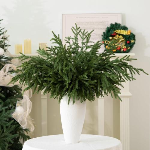 12 Pcs 30 Inch Artificial Norfolk Pine Stems Faux Christmas Greenery Pine Branches Realistic Fake Evergreen Cedar Pine Picks Winter Greens for Vase DIY Garland Wreath Holiday Home Decor