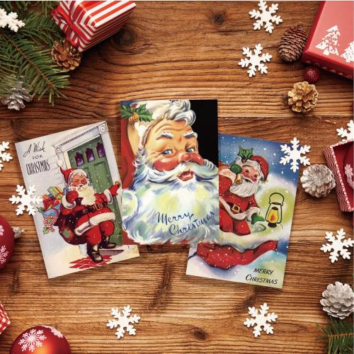 Quera​ Christmas Vintage Greeting Cards 27 Pack Santa Xmas Holiday Greeting Cards Blank Note Cards With Envelopes For Classroom Home Office Business Christmas Parties 4 X 6 In.​