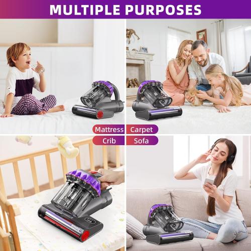 Mattress Vacuum Cleaner 16Kpa Bed Vacuum with 253.7nm UV-C Light,140°F Heat & HEPA Filter,500W Handheld Vacuum for Couch,Sofa & Pet