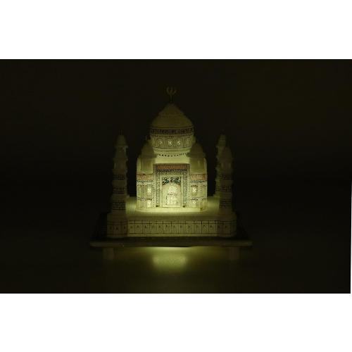 Carry Me Indian White Marble Handmade Agra Taj Mahal Replica Model with Colourful Painting