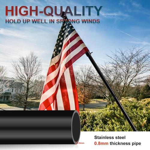 American Flag with Pole Kit - 5ft Heavy Duty Non-Tangle Flag Pole Holder for Outside House,3X5 Embroidered US Flag,Dual Bracket for Hanging Banners,Garden Flags,Grommets, for Front Porch,Outdoork