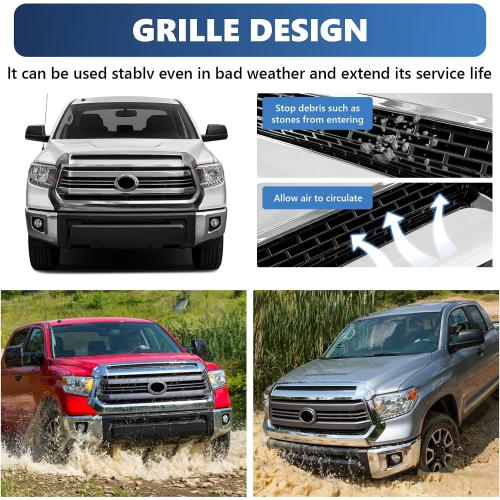 Front Upper Hood Bulge Molding Grille Trim Compatible with 2014-2021 Toyota Tundra Hood Scoop Grill Trim Hood Molding Replacement for 76180-0C030 (Chrome)