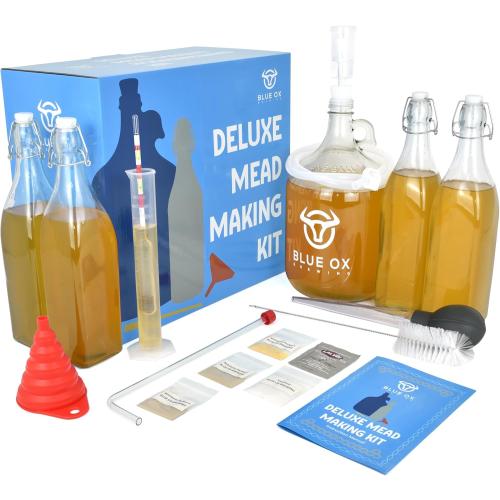 DELUXE Mead Making Kit with Storage Bottles, Hydrometer & Extra Yeast Nutrients - Honey Wine Making Kit - Mead Kit Complete - Mead Supplies for 1 Gallon of Mead – Mead Brewing Kit