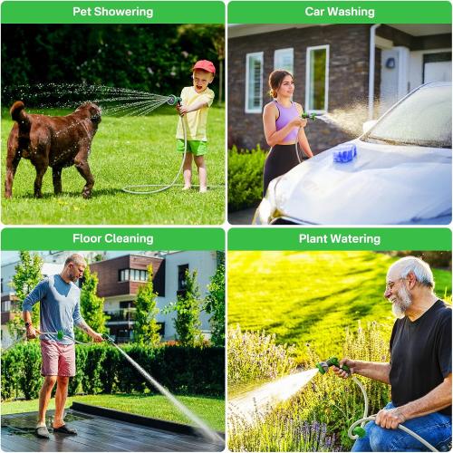 Retractable Garden Hose Reel, 1/2 in x 100 ft Automatic Slow Rewind System & Any Length Lock, Heavy Duty Wall-Mounted Hose Reel with 180° Swivel Bracket,10-Pattern Nozzle for outside Watering,Cleaning