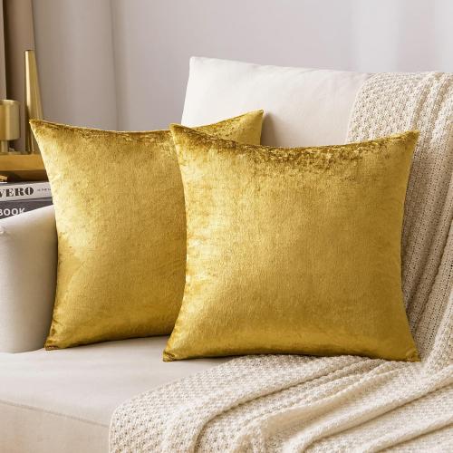 MIULEE Velvet Throw Pillow Covers 18x18 Inch Pack of 2 Golden