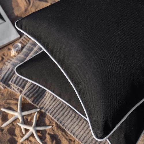 Phantoscope Pack of 2 Outdoor Waterproof Solid Throw Decorative Pillow Cover Decorative Square Outdoor Pillows Cushion Case Patio Pillows for Couch Tent Sunbrella (18''x18'', Black)