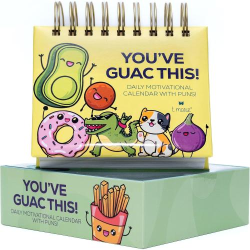 Green T MARIE Punny Motivational Desk Calendar - Daily Perpetual Calendar to Use Year after Year - Cute Office Decor, Positive Affirmation Gifts for Women and Men, Inspirational Desk Accessories