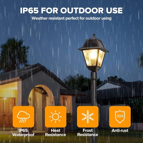 LUTEC LED Post Solar Light, Dusk to Dawn Vintage Solar Light Street Lights for Garden, Lawn, Pathway, Driveway 200 Lumens 2700K