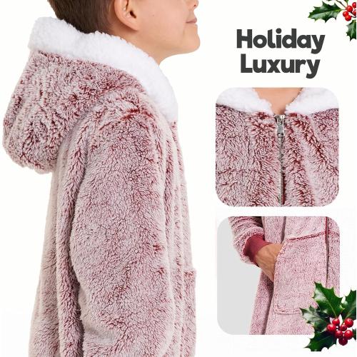 Size L The Big Softy Christmas Onesies Adult & Kid, Red Teddy Fleece Matching Christmas Onesie for Family, Onesie Pajamas Women, Men