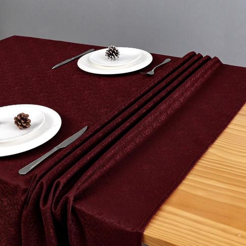 Burgundy Jacquard Rectangle Tablecloth Exquisite Grain Design Waterproof and Wrinkle Resistant Table Cloth for Indoor Outdoor Parties Kitchen Dinning Room 60 Inch by 84 Inch
