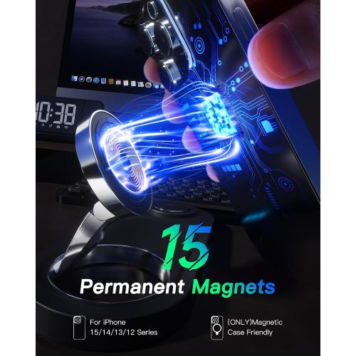 Black Upgraded 3 in 1 Wireless Charging Station for Apple Devices, Faster Mag-Safe Charger Stand, Magnetic Charger Station for iPhone 16/15/14/13/12 Series & AirPods Pro & Apple Watch Series (Black)
