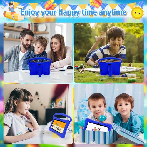 Veidoo Kids 7 Android Tablet PC, 2GB RAM, 32GB ROM, Safety Eye Protection, WiFi, Dual Camera, Games, Parental Control APP, Silicone Case (Dark Blue)