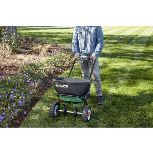 Scotts Elite Spreader for Grass Seed, Weed and Feed, Fertilizer, Salt and Ice Melt, Durable Push Spreader Holds up to 20,000 sq. ft Product