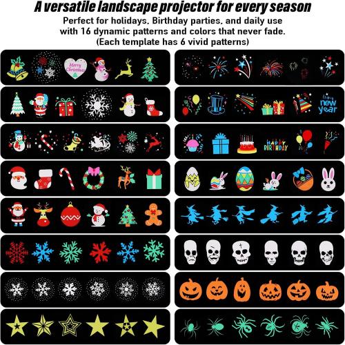 Christmas Projector Lights 2025 Upgraded Brighter,16 Slides (Ocean Wave & Patterns), Waterproof, Timer Holiday Lights Projector for Indoor and Outdoor Decoration