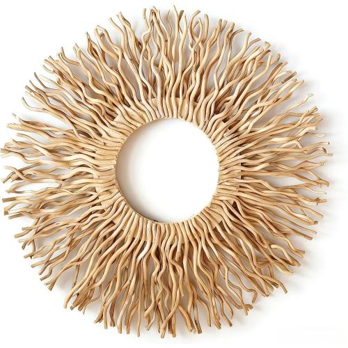 BDJBXK Large Boho Wall Art Decor – Unique Handmade Sunburst Mulberry Branch 27in Wall Art for Living Room, Bedroom, Office, Farmhouse & Home Décor