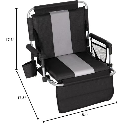 HIGH POINT SPORTS Foldable Stadium Seat Portable Folding Stadium Chairs Padded Bleacher Seat Cushion Bleacher Chair with Armrest and Cup Holder