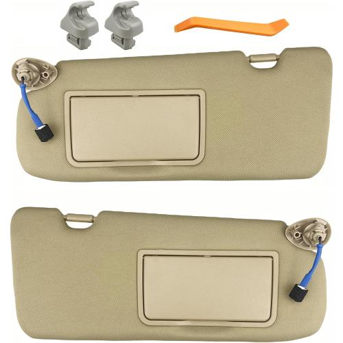 Pair of Left and Right Sun Visor with Holders for Honda CR-V CRV 2017 2018 2019 2020 2021 2022 with Light Sunroof Windshield Sunshade Replacement (Beige Color)