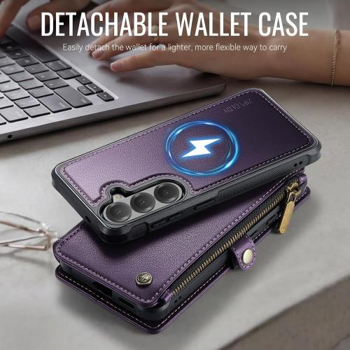 for Galaxy S25 - Phone Case Wallet Magnetic Detachable, Purple