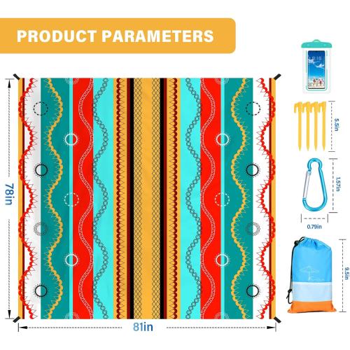 Famstar Beach Blanket Oversized Extra Large 78 X 81,Waterproof Sandproof Beach Blanket 1-7 Adults Lightweight Durable for Travel Camping Hiking Picnic
