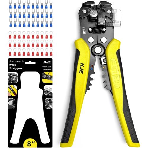 KJE Self-Adjusting Wire Stripper, 3 in 1 Stripper/Cutter/Crimping Heavy Duty Automatic Electrical Wire Strippers for 10-24 AWG,crimping for 10-22 AWG and cutting