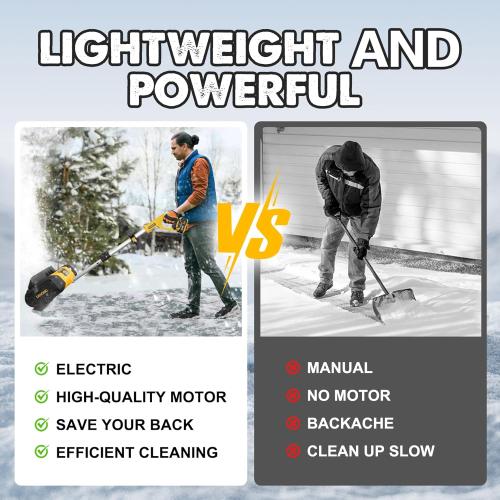 DEVONIC Cordless Snow Shovel & Snow Blower 20V Electric | Lightweight Powerful Battery Snow Shovel with Adjustable Front Handle&Telescopic Pole | Fast Clearing for Driveway, Sidewalk & Patio