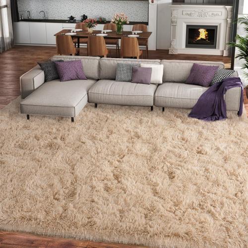 Large Area Rugs for Living Room, Ultra Soft Beige Big Shag Rug for Bedroom Nursery, Modern Fluffy Plush Carpet for Girls Boys Kids Room Dorm Home Decor, Upgrade Non-Slip