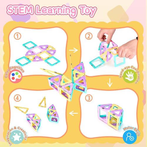 165 PCS Magnetic Tiles Set, Magnet Building Blocks Set with Car, Alphabet Card, and Ferris Wheel for Kids, STEM Educational Montessori Toy for 3 4 5 6 7 8   Year Old Boys Girls Toddlers Birthday Gifts