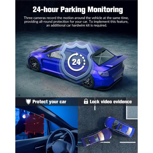 Dash Camera for Cars,4K Full UHD Car Camera Front Rear with 32GB Card,Built-in Super Night Vision,2.0'' IPS Screen,170°Wide Angle,WDR, 24H Parking Mode, Loop Recording.