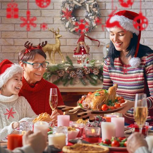 Ziliny 12 Pcs Christmas Appetizer Platter 12 Inch Cutting Board Acacia Serving Trays Wood Charcuterie Board Tray Snack Dessert Candy Dish Plate for Kitchen Gifts (Deer Antler)