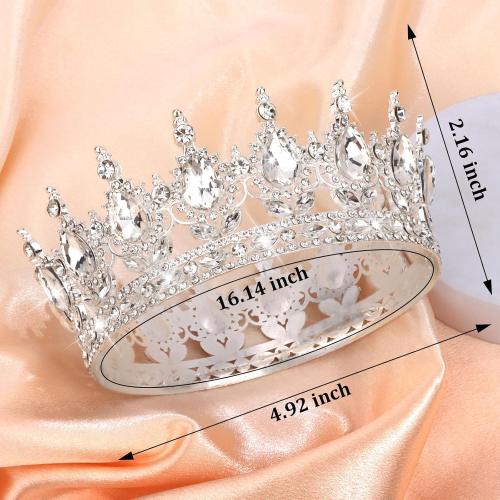 CIEHER Crystal Crowns for Women Girls Royal Crown Wedding Halloween Costume Birthday Party Prom, Crown Cake Topper(Silver)